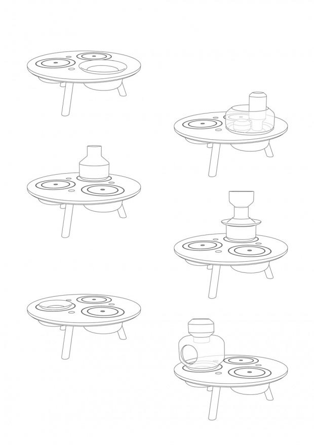 Funkcjonalny stół z wikliny