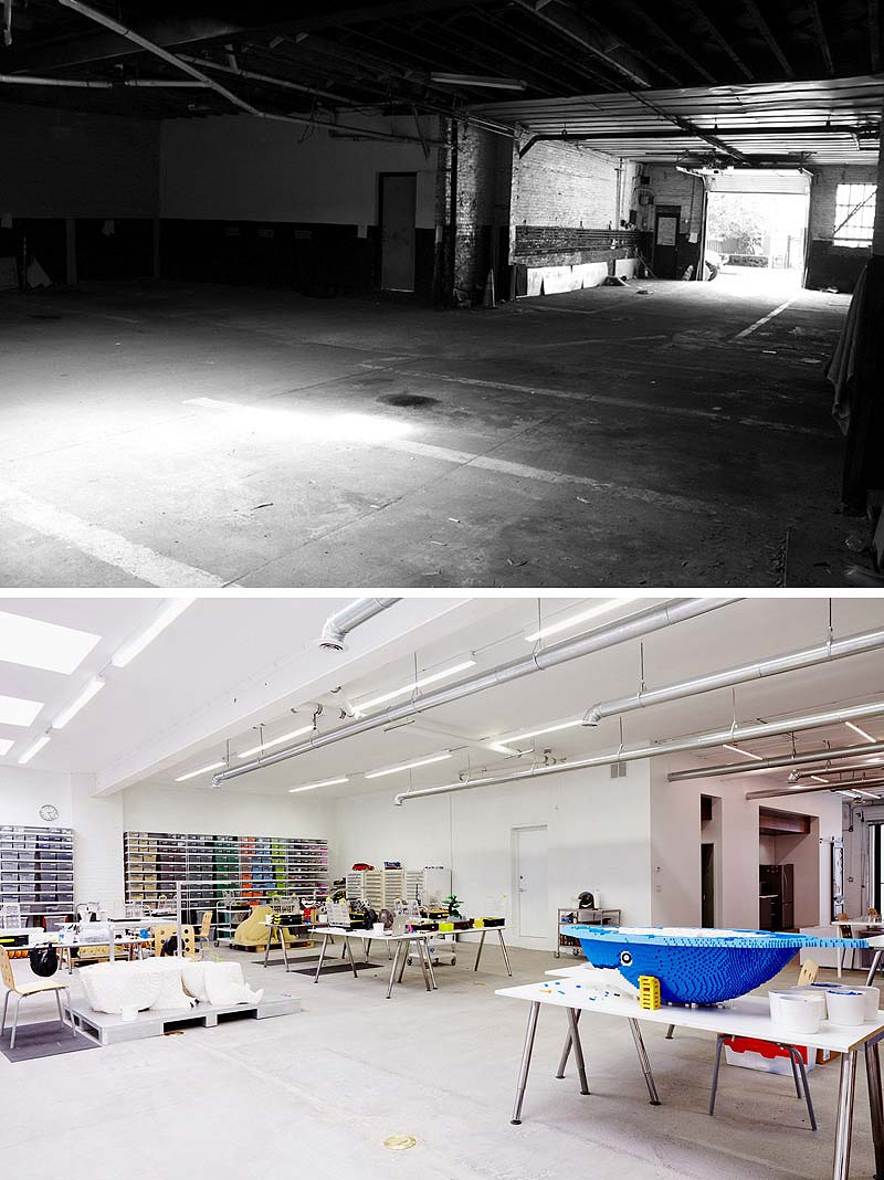 Metamorfoza garażu w studio dla LEGO artystów - przed i po