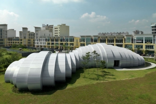 Nietypowy Kształt pawilonu Pod w Malezji : Studio Nicoletti Associati