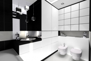 Biało-czarne mieszkanie na Ursynowie : HOLA Design