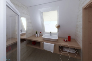 Wnętrze łazienki ze skosem : Moduo